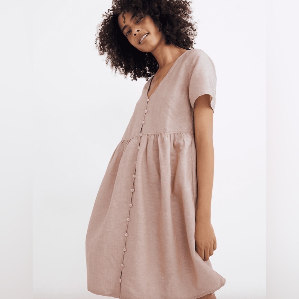 Madewell Blush Button-Down Mini Dress